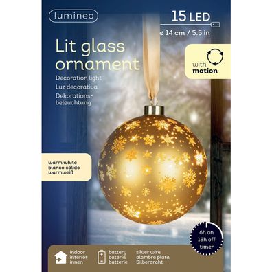 Batt. Micro LED Glaskugel goldfarben Ø 14 cm ww