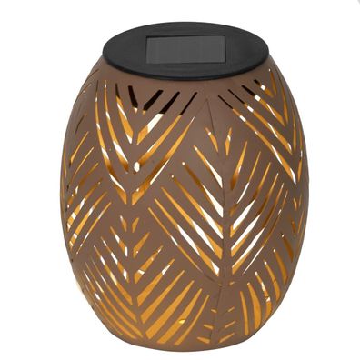 Lumineo Solar LED Windlicht Braun Ø 12 cm Höhe 15 cm warmweiß - Metall & Kunststoff
