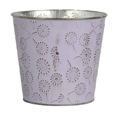 Kaemingk Übertopf Vintage Lilarosa L mit Blumendekor Ø 16 cm 14,7 cm - Metall