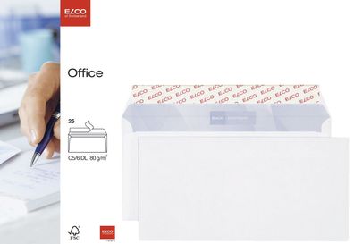 Elco 74462.12 Briefumschlag Office - C6/5, hochweiß, haftkelbend, Innendruck, ohne Fe