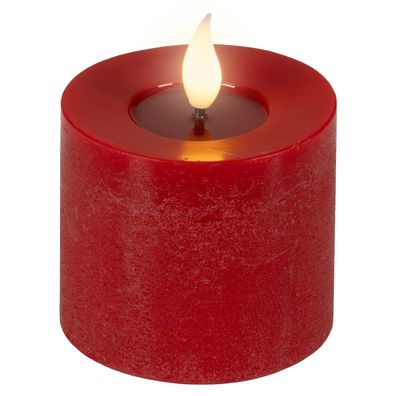 LED-Kerze rot Wachs Ø 7,5 cm H: 9,5 cm ww