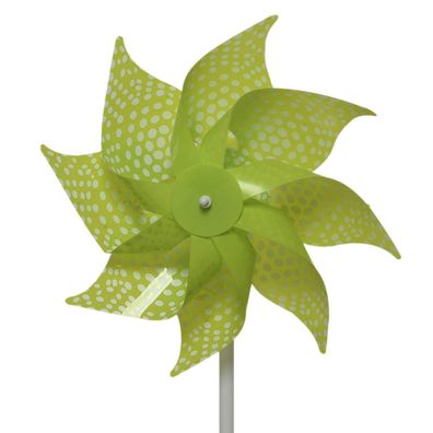 Decoris® Windrad Grün mit weißen Punkten Ø 20 cm 35 cm - Kunststoff