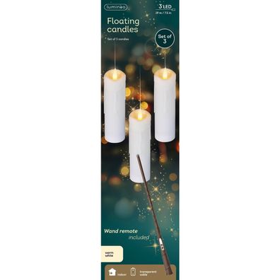 Batt. LED Magische Kerzen 3 Stk. mit Zauberstab