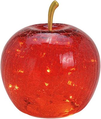 LED Dekolampe Apfel Glas 20er LED Lichterkette Timer Ø16cm rot