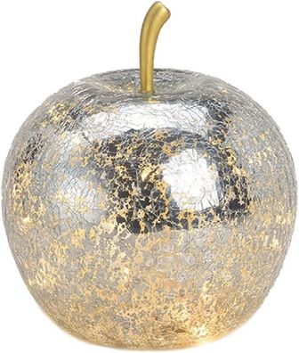 LED Dekolampe Apfel Glas 20er LED Lichterkette Timer Ø16cm silber