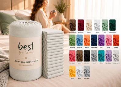 Best for Home Jersey-Spannbettlaken aus Baumwolle, weich, atmungsaktiv und formstabil
