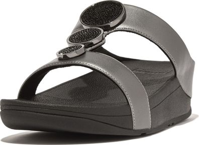 FitFlop Damen Sandalen Halo Bead-Circle Metallic H-Bar Slides HJ2