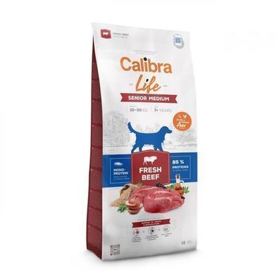 Calibra DOG life Senior Medium Trockenfutter mit frischem Rindfleisch, 12 kg