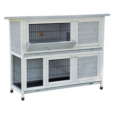 Nanook XXL Kleintierstall Bommel grau Kaninchenstall 122 x 50 x 103 cm