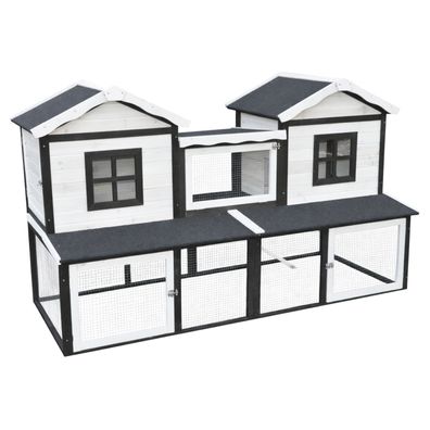 Nanook XXL Hasenstall Fantasie Kaninchenstall 198 x 85 x 120 cm Stall und Freigehege
