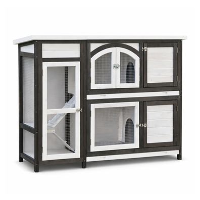 Nanook Kleintierstall Jumbo braun/weiß Kaninchenstall 145 x 48 x 109 cm