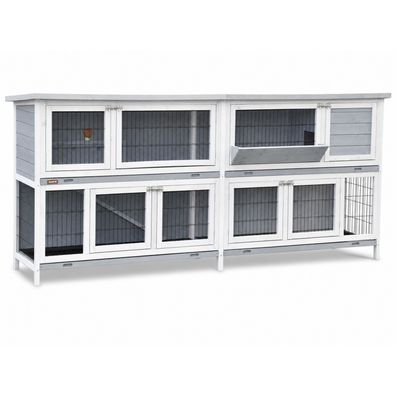 Nanook XXL Doppel-Kleintierstall Bommel Deluxe grau Kaninchenstall 230 x 50 x 101 cm