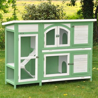 Nanook Kleintierstall Jumbo grün/weiß Kaninchenstall 145 x 48 x 108 cm