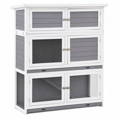 Nanook Kleintierstall grau/weiß Kaninchenstall 122 x 48 x 141 cm