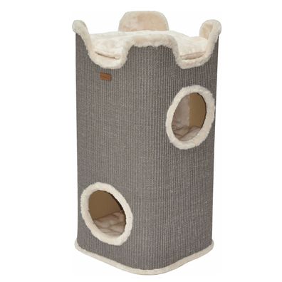 Nanook Kratztonne Kratzbaum Amica grau Katzen 75 x 40 cm rundum Sisal und 2 Höhlen