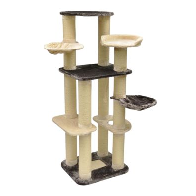Nanook XXL Kratzbaum Nikolai grau/beige Katzen 71 x 61 x 189 cm Sisal und Liegeplätze