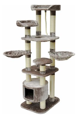Nanook Kratzbaum Kira braun Katzen 174 cm Höhle, Hängematten und 15 Sisalstämme