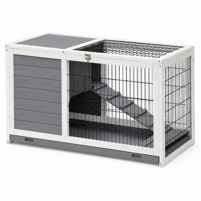 Nanook Meerschweinchenstall Easy grau/weiß 100 x 50 x 62 cm 2 Ebenen und Klappdach