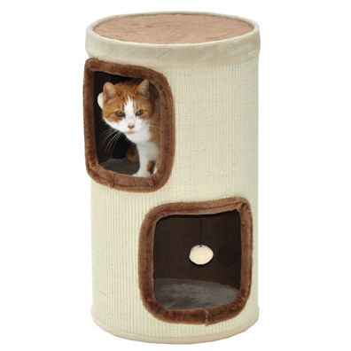 Nanook Kratztonne Tom beige/braun Katzen 70 x Ø 38 cm 2 Höhlen, Spielbälle und Sisal