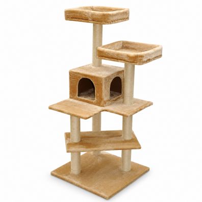 Nanook Kratzbaum Findus beige Katzen 138 x 60 x 60 cm Höhle und 2 Liegeplätze