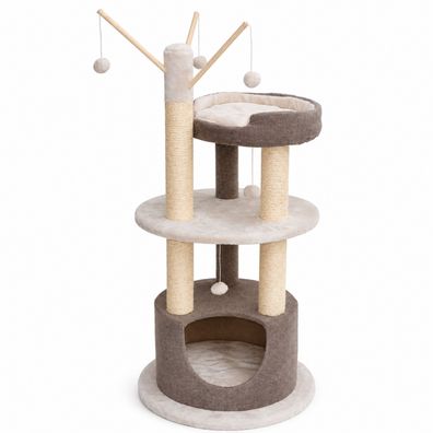 Nanook Kratzbaum Lilly beige/braun Katzen 125 cm Höhle, Hängematte und 4 Sisalstämme