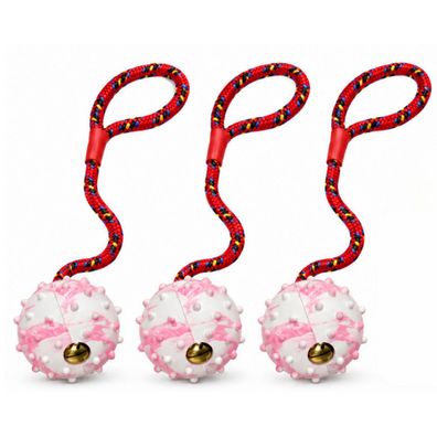 Nanook Schleuderball für Hunde ca. 40 cm Gummiball mit Kordel und Glöckchen