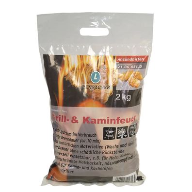 2 Kg Sack Anzünder Kaminentfacher Grillanzünder Anzünder für Grill-und Kaminfeuer