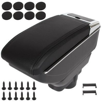 Opel Corsa D 06-14 Armlehne mit Ablagefach, schwarzes Öko-Leder + Montagesatz