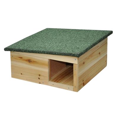 Nanook 2-Kammer-Igelhaus aus Tannenholz 40 x 40 x 19 cm Klapp- und Bitumendach