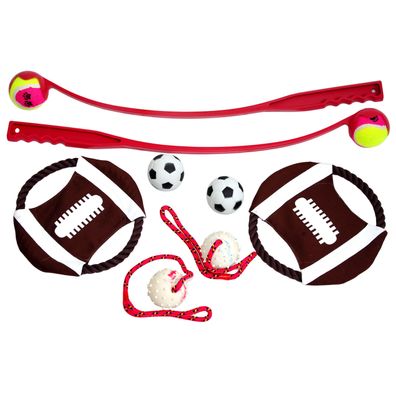 Nanook Hundespielzeugset Wurfschleudern, Zerrfrisbees und Bälle 8-teilig