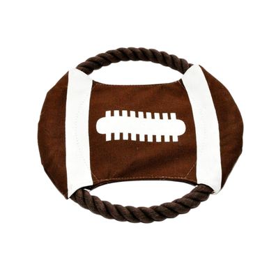 Nanook Hundespielzeug Zerrseil-Frisbee Ø 22 cm Footballmotiv mit Quietscher