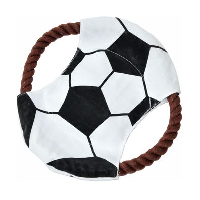 Nanook Hundespielzeug Zerrseil-Frisbee Ø 22 cm Fußballmotiv mit Quietscher