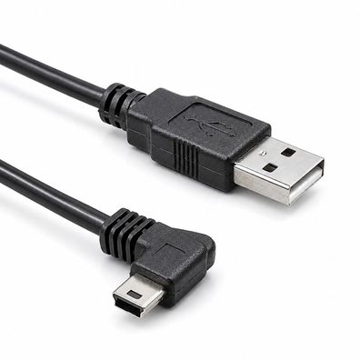J23 USB 2.0 A auf Mini USB Kabel 90 Grad rechtwinklig Ladekabel 50cm für Auto GPS mp3