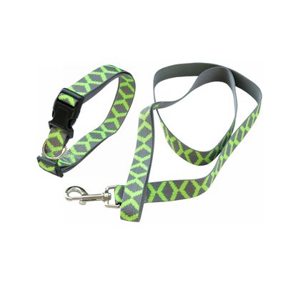Nanook Hundeleinen-Set schwarz/grün reflektierendes Halsband und Leine