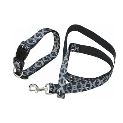 Nanook Hundeleinen-Set schwarz/grau reflektierendes Halsband und Leine