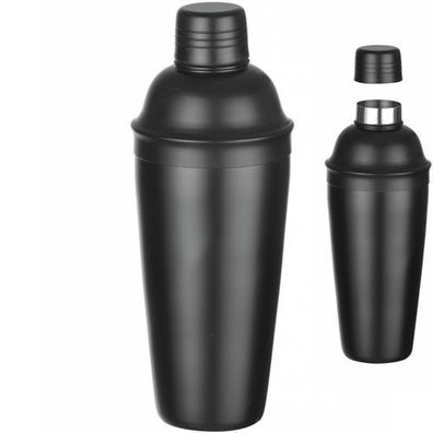 3-teiliger Barshaker für Drinks und Cocktails Cobbler 0,8 l - schwarz
