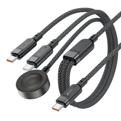 3-in-1-Kabel USB-C - 2x USB-C / Apple Watch Qi-Ladegerät 480 Mbit/s 100 W 1,2 m