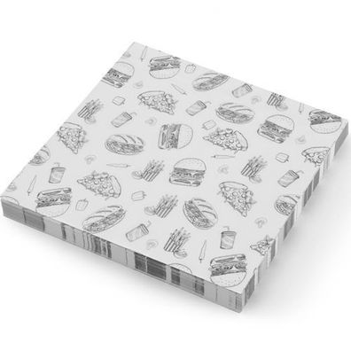 Backpapier für Pommes-Frites-Snacks 30,5 x 30,5 cm Fast-Food-Muster - 500 Stück