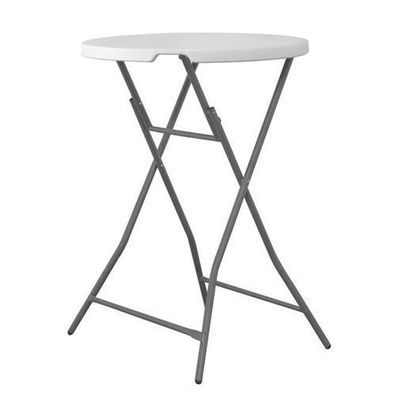 Klappbarer Catering-Bartisch, weiß, rund, Durchmesser 80 cm, bis 80 kg - Hendi 810958