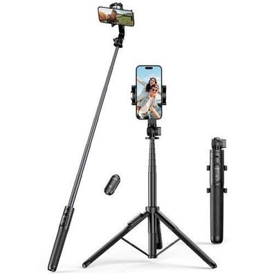 Selfie-Stick mit Stativ & Bluetooth-Fernbedienung 1,5m schwarz