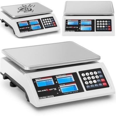 Gewerbliche Ladenwaage mit Zählfunktion, LCD-Display, RS232-Schnittstelle, 6000 g / 0