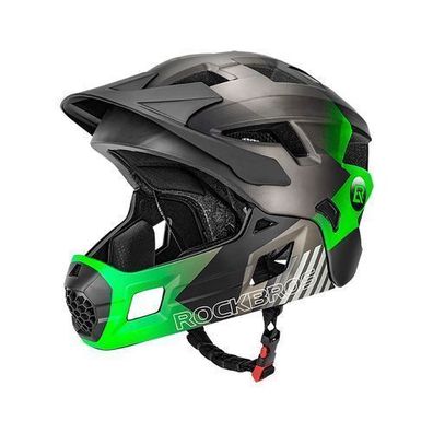 Kinderfahrradhelm mit abnehmbarem Kinnschutz, Größe S (48-54 cm) - grün