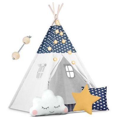Nukido Kinder-Tipi-Zelt mit Beleuchtung - Marineblau