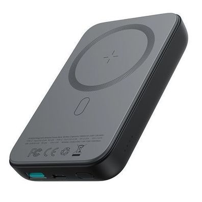 Mini-Powerbank 10000mAh mit Magnetverschluss und QC PD USB-Ladegerät (USB-C), Schwarz