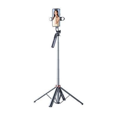 Teleskop-Selfie-Stick mit Doppellampe und Handyhalterung, 1,75 m