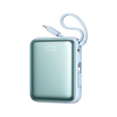 Powerbank 10000mAh 22,5W mit integrierten Kabeln - blau