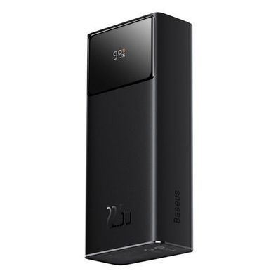 Powerbank 30000mAh 22,5W mit USB-A - USB-C 3A 30cm Kabel - schwarz