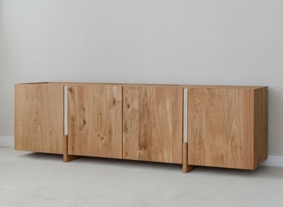 TV-Unterschrank | Farbe: Eiche Natur | 4 Türen | Massivholz | Eichenholz geölt |