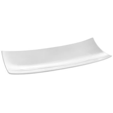 Dekorative rechteckige Servierplatte BARKA 218x105mm weißes Porzellan - Hendi 785546