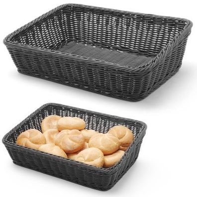 Brotkorb, schräg rechteckig, schwarz, 400x300x120 mm - Hendi 426661